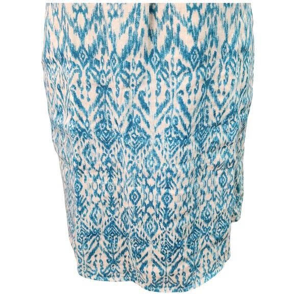 Cynthia Rowley Dress Women 2 Blue Linen Sleeveless Geometric Print Lined Pockets - Picture 6 of 15
